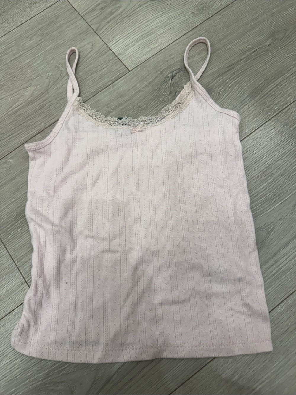 wild fable Pale Pink Ribbed Lace-Trim Camisole